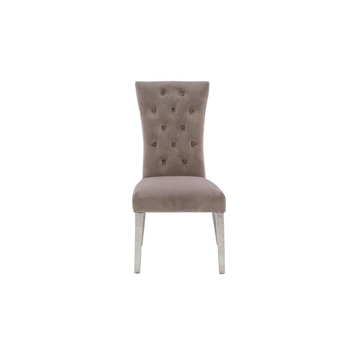 Pembroke Dining Chair - Polished Stainless Steel Taupe